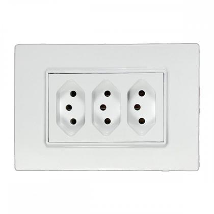 Imagem de Kit C/3 - Conjunto Ilumi Vivaz Branco Com Placa 3 Tomadas...