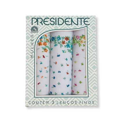 Imagem de Kit c/ 3 Lenço Feminino Flores 100% Algodão Presidente