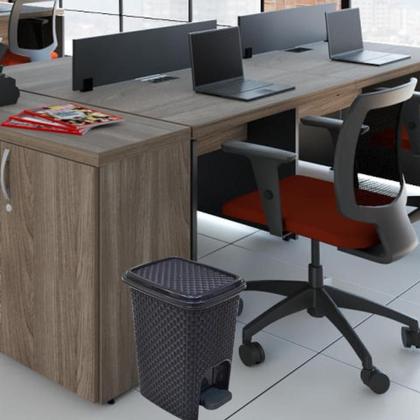 Imagem de Kit c/ 3 Lixeira Pedal Retratil Plastico Retangular Rattan