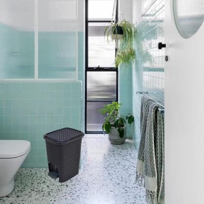 Imagem de Kit c/ 3 Lixeira Pedal Retratil Plastico Retangular Rattan