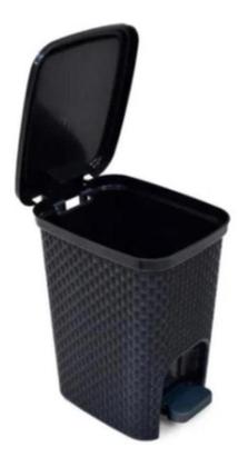 Imagem de Kit c/ 3 Lixeira Pedal Retratil Plastico Retangular Rattan