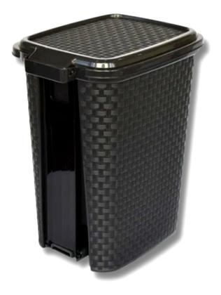 Imagem de Kit c/ 3 Lixeira Pedal Retratil Plastico Retangular Rattan