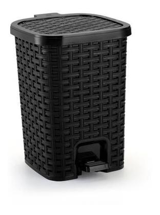 Imagem de Kit c/ 3 Lixeira Pedal Retratil Plastico Retangular Rattan