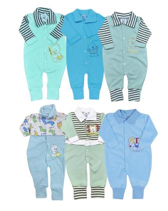 Imagem de Kit c/ 3 Macacões de Bebê Bordado virá Pé Menina e Menino