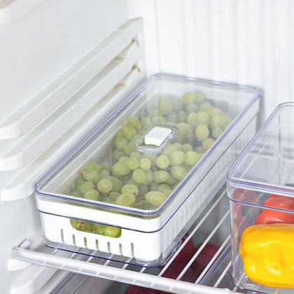 Imagem de Kit C/3 Organizador 2,8/ 3,6/3,8 Lts Armário Geladeira Cozinha Tampa Conservação Alimentos Verduras