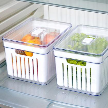 Imagem de Kit C/3 Organizador 2,8/ 3,6/3,8 Lts Armário Geladeira Cozinha Tampa Conservação Alimentos Verduras