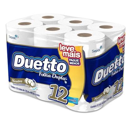 Imagem de Kit c/ 3 Papel Higienico Duetto Neutro Folha Dupla 30m 12un
