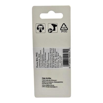 Imagem de Kit C/ 3 Pontas Bits Magnética Ph2 B-25220 Original Makita