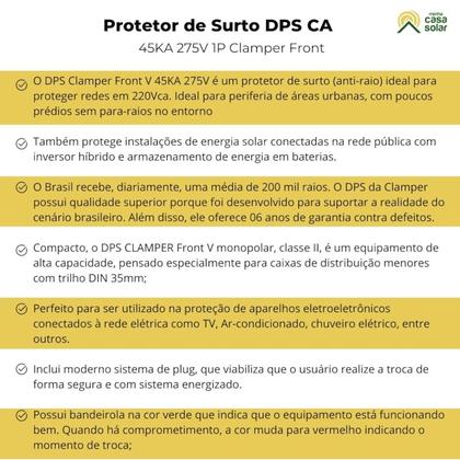 Imagem de Kit C/ 3 Protetor de Surto Monopolar DPS 275V 45kA Clamper