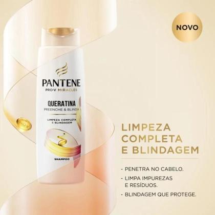 Imagem de Kit c/ 3 Shampoo Pantene Queratina 300 Ml