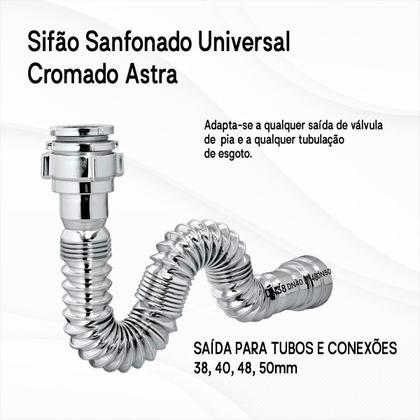 Imagem de Kit c/ 3 Sifão Sanfonado Universal Ajustável Cromado