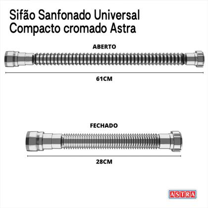 Imagem de Kit c/ 3 Sifão Sanfonado Universal Ajustável Cromado