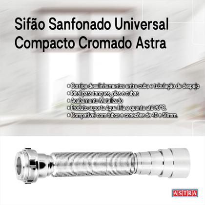 Imagem de Kit c/ 3 Sifão Sanfonado Universal Ajustável Cromado