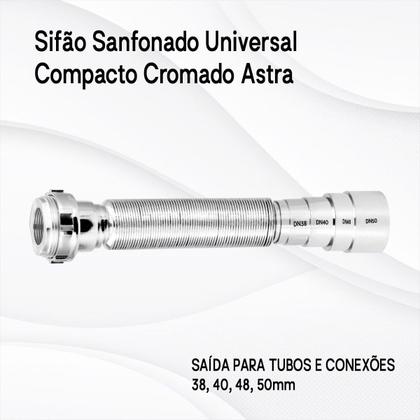 Imagem de Kit c/ 3 Sifão Sanfonado Universal Ajustável Cromado