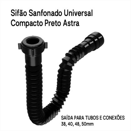 Imagem de Kit C/ 3 Sifão Sanfonado Universal Pvc Reforçado Astra - Preto