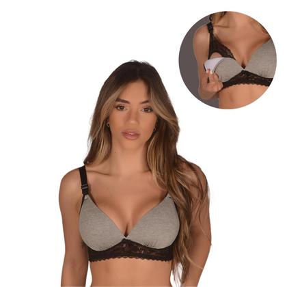 Imagem de Kit c/ 3 Sutiãs de Amamentação com Bojo Soft e Detalhes em Renda Sutian Reforçado Pós Parto Grávida Soutien Sustentação Rendado Sutien para Amamentar