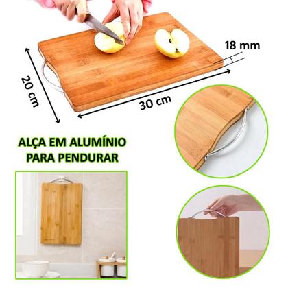 Imagem de Kit C/3 Tábuas Corte Alimentos Carnes Bambu Natural 30x20cm