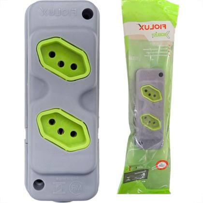 Imagem de Kit C/3 - Tomada Barra Fiolux 2P+T. 20A. Dupla Cinza/Verde