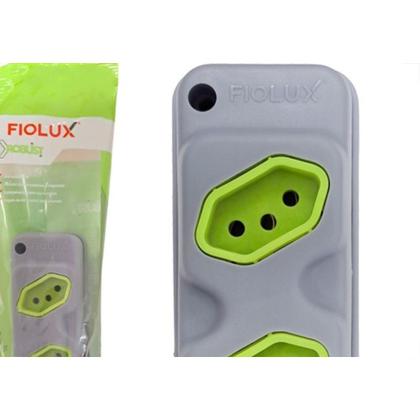 Imagem de Kit C/3 - Tomada Barra Fiolux 2P+T. 20A. Dupla Cinza/Verde