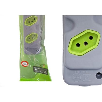 Imagem de Kit C/3 - Tomada Barra Fiolux 2P+T. 20A. Dupla Cinza/Verde