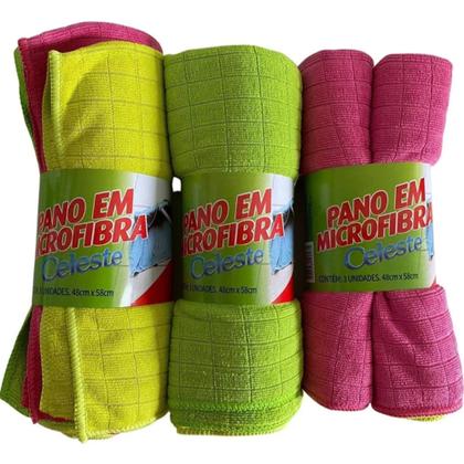 Imagem de Kit C/ 3 Unidades Pano De Chão Microfibra 48cm x 58cm Celeste - Multicolorido