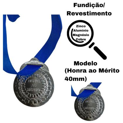 Imagem de Kit C/30 Medalhas de Ouro Prata ou Bronze Honra ao Mérito C/Fita Azul 40mm