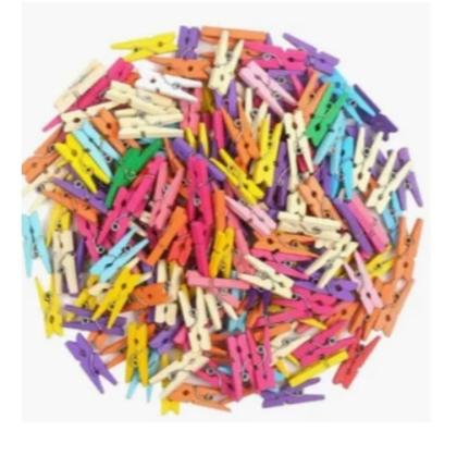 Imagem de Kit C/ 30 Mini Pregadores Prendedores Coloridos De Madeira