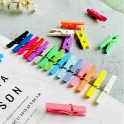 Imagem de Kit C/ 30 Mini Pregadores Prendedores Coloridos De Madeira