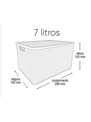 Imagem de Kit c 4 Caixa Cesto Organizadora Tampa Empilhável Plástico Preto 7 Litros Organizador Brinquedo Casa