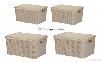 Imagem de Kit C/ 4 Caixas Organizadoras- 2 De 3,5 Lts P E 2 De 7 Lts M