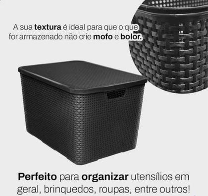 Imagem de Kit c/ 4 caixas organizadoras rattan 15l c/ tampa preta