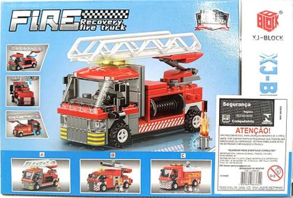 Imagem de Kit c/ 4 conj. Blocos de Montar Caminhões Corpo de Bombeiros