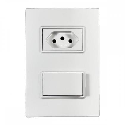 Imagem de Kit C/4 - Conjunto Ilumi Vivaz Branco Com Placa 1 Simples...