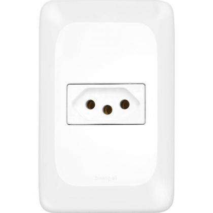 Imagem de Kit C/4 - Conjunto Pial Pop 4X2 Branco Com Placa (1Tomada...