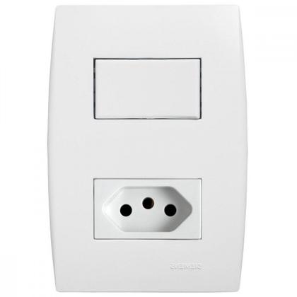 Imagem de Kit C/4 - Conjunto Soprano Ilus 4X2 Branco Com Placa(1Sim...