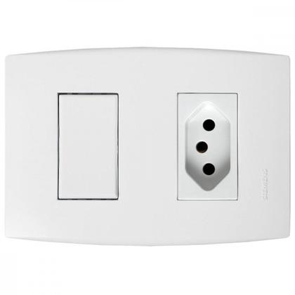 Imagem de Kit C/4 - Conjunto Soprano Ilus 4X2 Branco Com Placa(1Sim...