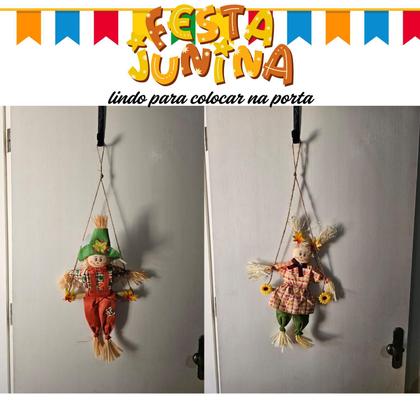 Imagem de kit c/4 Espantalhos Decoração festa junina 53cm Balanço