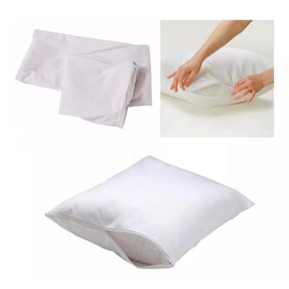 Imagem de Kit c/ 4 Fronhas Impermeável Anti - Ácaro Branco com zíper 70cm x 50cm 