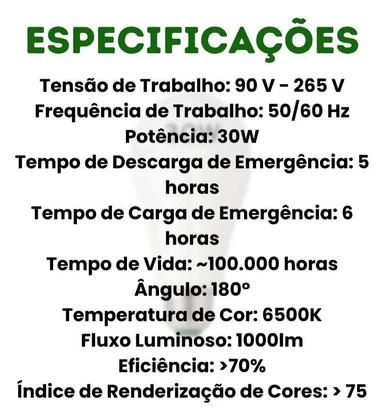 Imagem de Kit C 4 Lampada Emergencia Luz Led Bivolt Recarregável