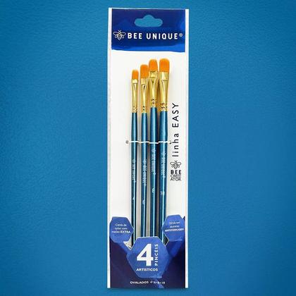 Imagem de Kit C/ 4 Pinceis Oval Artistico Bee Unique Yj-190011