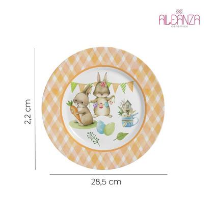 Imagem de Kit c/4 Pratos Raso de Páscoa Follow the Bunny Plus 28,5cm Alleanza