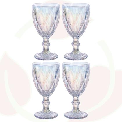 Imagem de Kit c/ 4 Taça de Vidro Diamond Colorida 340ML Suco Água Eventos