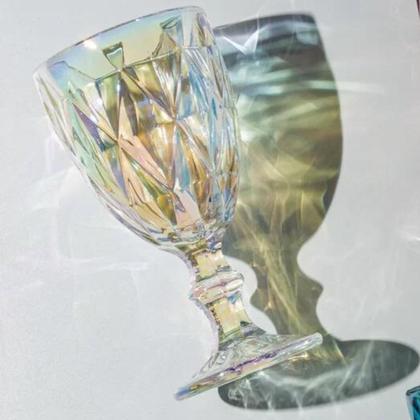 Imagem de Kit c/ 4 Taça de Vidro Diamond Colorida 340ML Suco Água Eventos