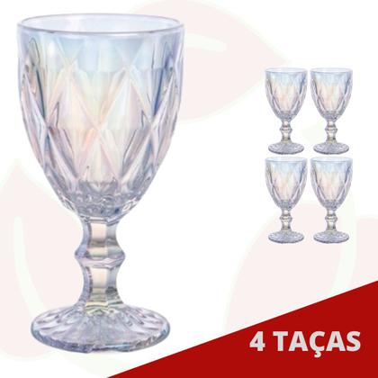 Imagem de Kit c/ 4 Taça de Vidro Diamond Colorida 340ML Suco Água Eventos