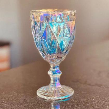 Imagem de Kit c/ 4 Taça de Vidro Diamond Colorida 340ML Suco Água Eventos