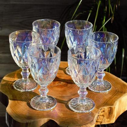 Imagem de Kit c/ 4 Taça de Vidro Diamond Colorida 340ML Suco Água Eventos