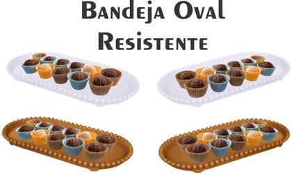 Imagem de Kit C/ 4 Travessas Oval Rasa Acrílico 24 Cm Porção