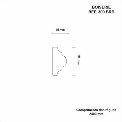Imagem de Kit C/40 Barras Boiserie Mdf 3cm X 15mm X 2,40m Liso Moldufama 300 96m