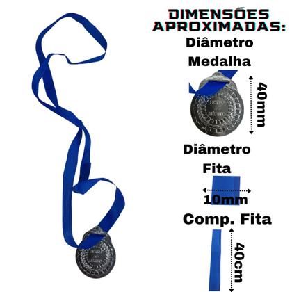 Imagem de Kit C/40 Medalhas de Ouro Prata ou Bronze Honra ao Mérito C/Fita Azul 40mm