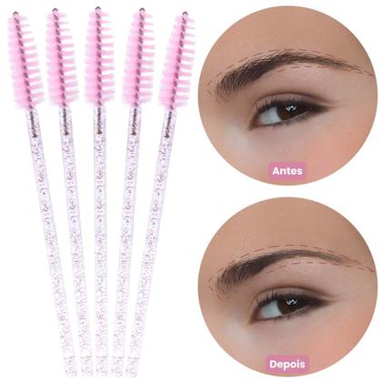 Imagem de Kit C/ 400 Escovinhas Glitter Alongamento Extensão Cílios Sobrancelha Descartável